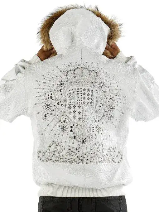 Pelle Pelle Crest White Fur Hooded Leather Jacket