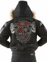 Pelle Pelle Dynasty Black Fur Hood Wool Leather Jacket