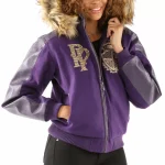 Pelle Pelle Dynasty Purple Fur Hood Wool Leather Jacket