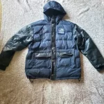 Pelle Pelle Elite Series Black Leather Sleeves & Blue Puffer Jacket,pellepelle.us