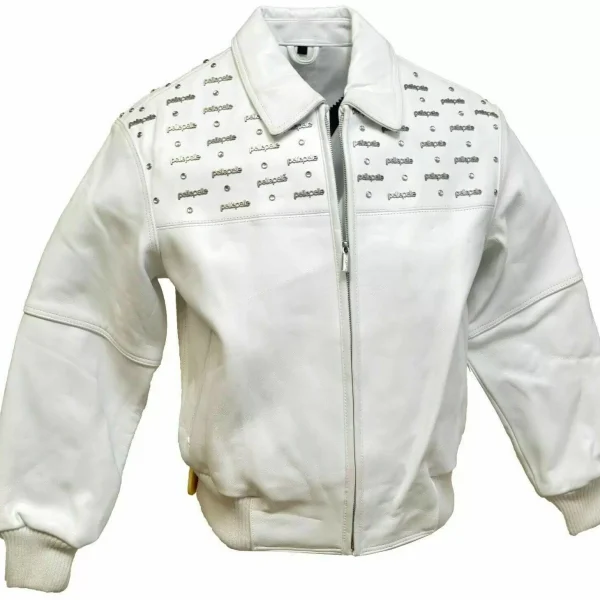 Pelle Pelle Emblem White Leather Jacket, Pelle pelle, PellePell.com