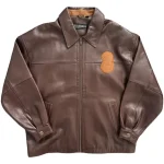 Pelle Pelle Embroidered Lion Vs Snake Brown Leather Jacket