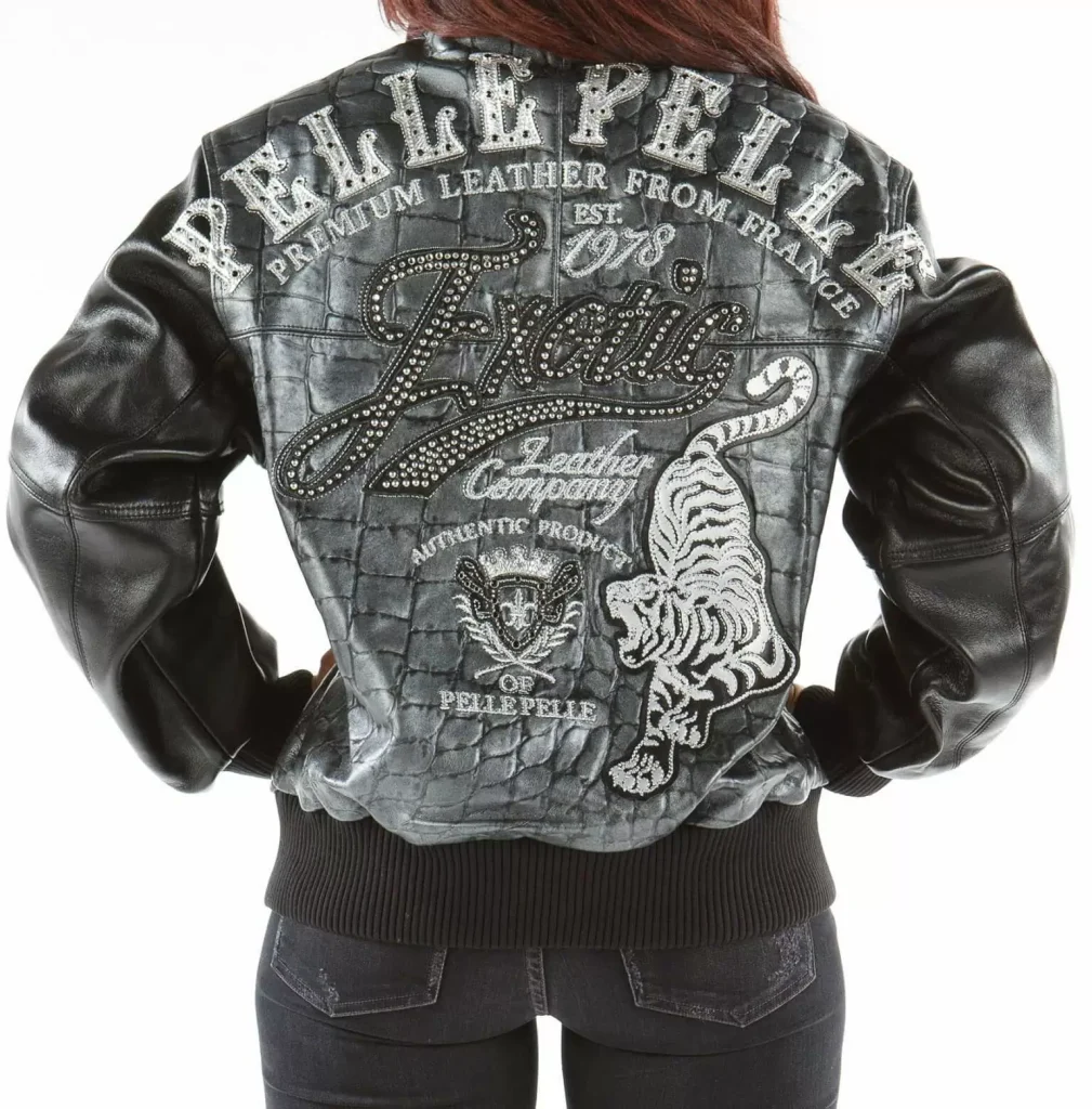 Pelle Pelle Exotic Studded Black Leather Jacket, pellepelle.us