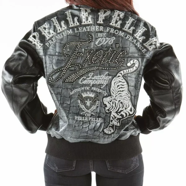 Pelle Pelle Exotic Studded Black Leather Jacket, pellepelle.us