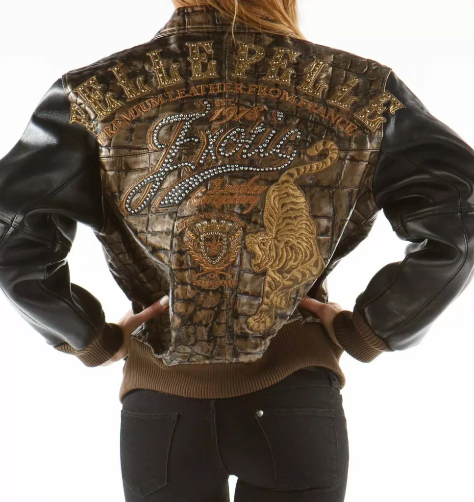 Pelle Pelle Exotic Studded Brown Leather Jacket, pellepelle.us