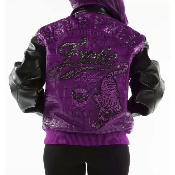 Pelle Pelle Exotic Studded Purple Black Jacket, pellepelle.us