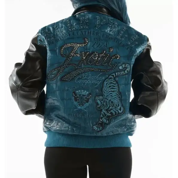 Pelle Pelle Exotic Studded Turquoise Black Jacket, pellepelle.us