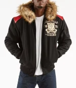 Pelle Pelle Fur Hood Brown Live Like A King Wool Jacket pellepelle.us