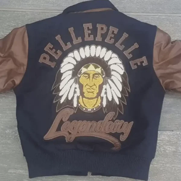 Pelle Pelle Indian Head Blue Varsity Jacket ,pellepelle.us