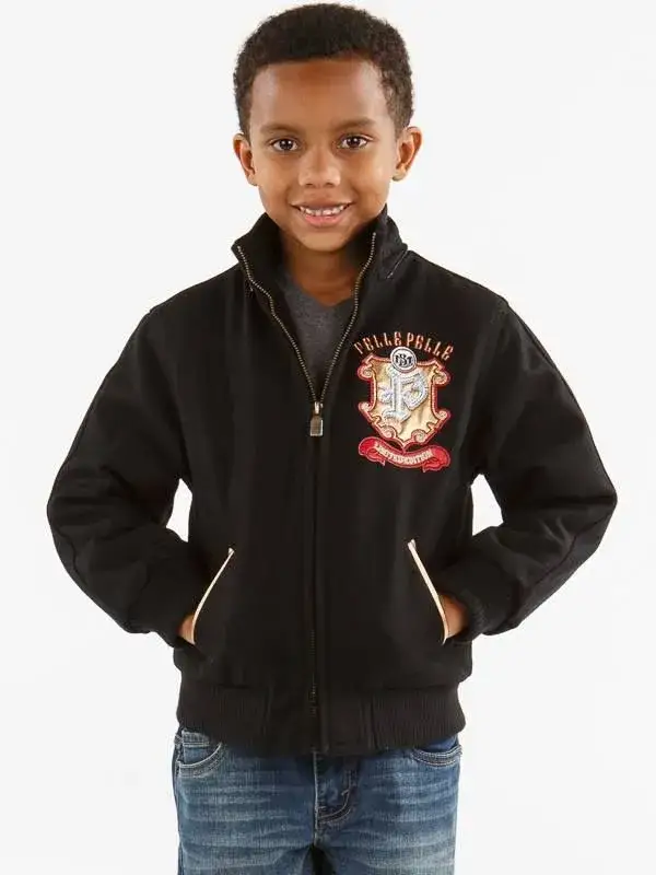 Pelle Pelle Kids Authentic Black Wool Jacket ,pellepelle.us