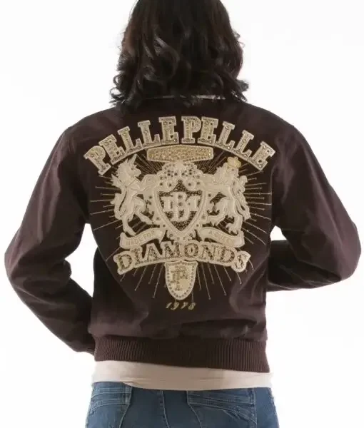 Pelle Pelle Ladies Platinum & Diamonds Brown Jacket, pellepelle.us