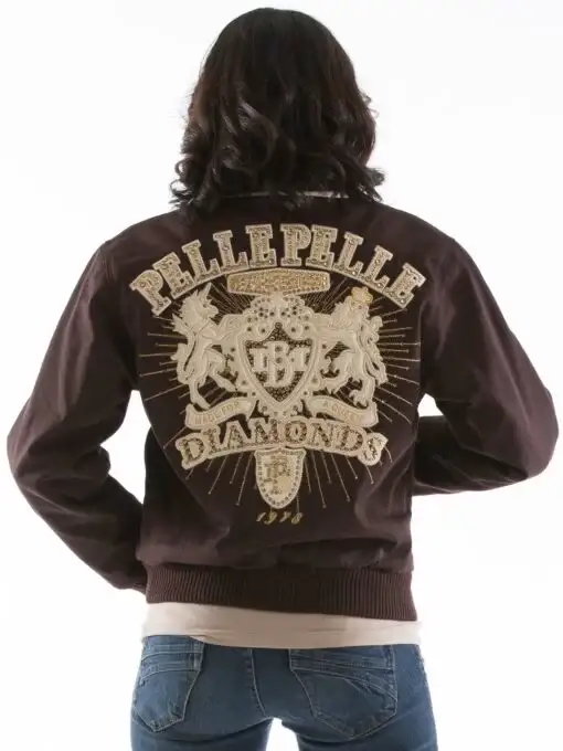 Pelle Pelle Ladies Platinum & Diamonds Brown Jacket, pellepelle.us