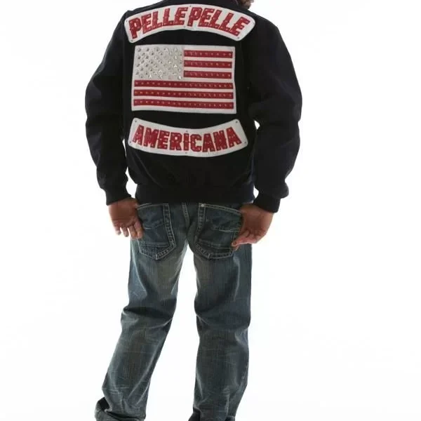 Pelle Pelle Mens Black Americana Wool Jacket, pellepelle.us