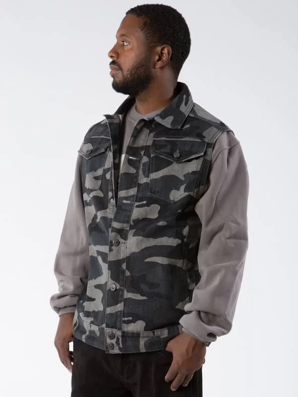 Pelle Pelle Mens Dark Green Camo Vest , pellepelle.us