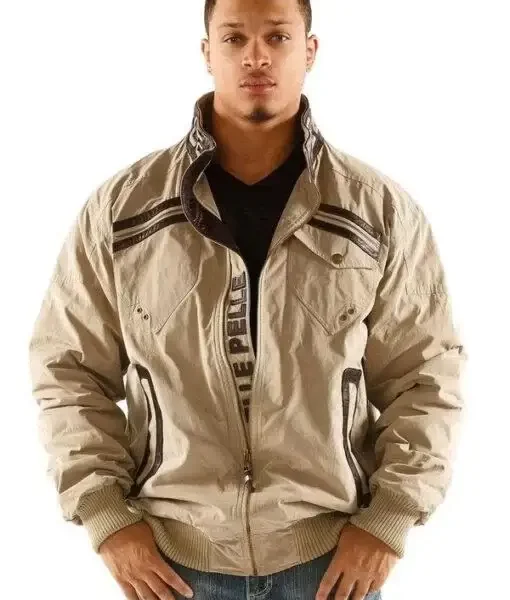 Pelle Pelle Mens Flight Bomber Tan Jacket, pellepelle.us