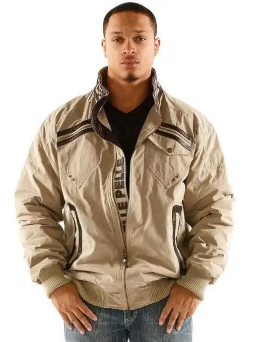 Pelle Pelle Mens Flight Bomber Tan Jacket, pellepelle.us