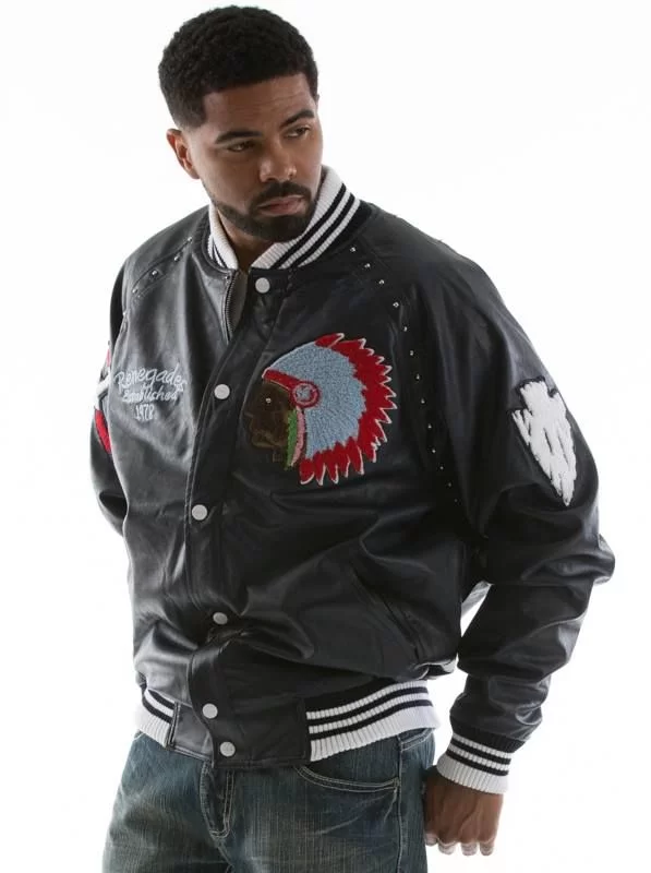 Pelle Pelle Mens Indian Renegades Black Leather Jacket, pellepelle.us