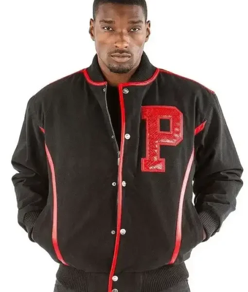 Pelle Pelle Mens Letterman Bomber Black Varsity Jackets, Pelle Pelle, PellePelle.com