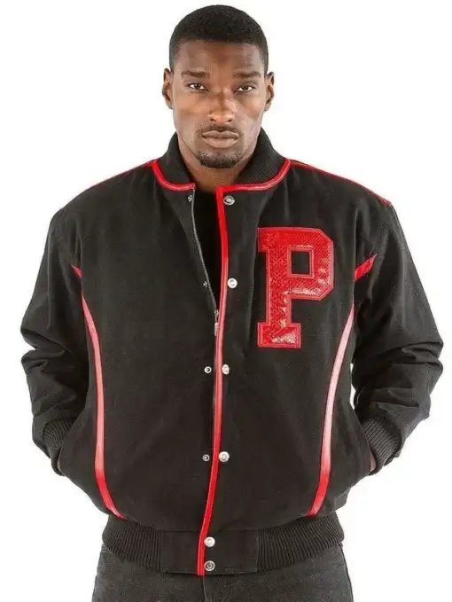 Pelle Pelle Mens Letterman Bomber Black Varsity Jackets, Pelle Pelle, PellePelle.com