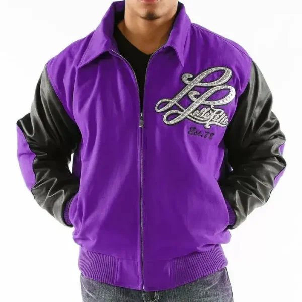 Pelle Pelle Purple and Black Varsity Jacket pellepelle.us