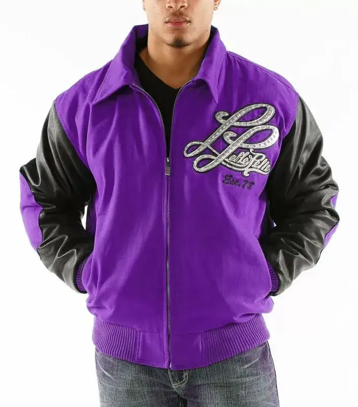 Pelle Pelle Purple and Black Varsity Jacket pellepelle.us