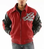 Pelle Pelle Mens Royal Red and Black Varsity Jacket