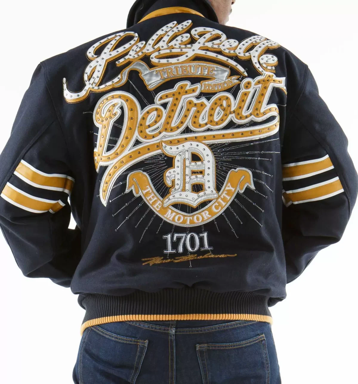 Pelle Pelle Navy Detroit City Tribute Edition Wool Jacket, pelle pelle.us