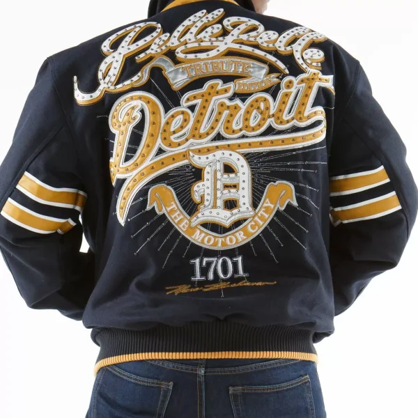 Pelle Pelle Navy Detroit City Tribute Edition Wool Jacket, pelle pelle.us