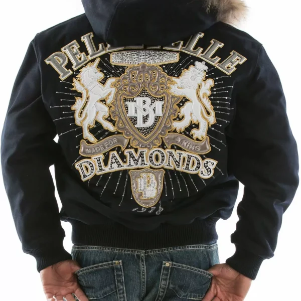 Pelle Pelle Navy Platinum Made for King Fur Hood Jacket, pellepelle.us