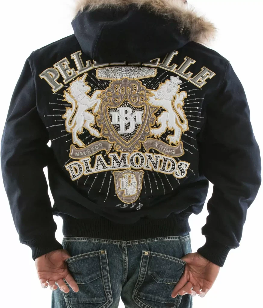 Pelle Pelle Navy Platinum Made for King Fur Hood Jacket, pellepelle.us