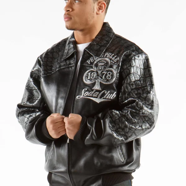 Pelle Pelle New Soda Club Tim Tan Black Leather Jacket, Pelle Pelle, PellePelle.com