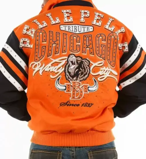 Pelle Pelle Orange Black Chicago Tribute Windy Jacket, pellepelle.us