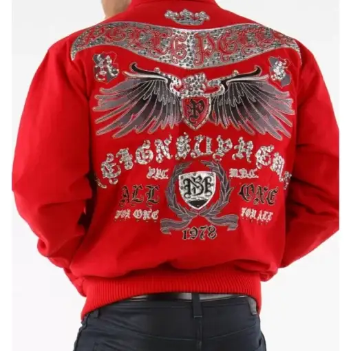 Pelle Pelle Red Studded Wool Jacket, pellepelle.us