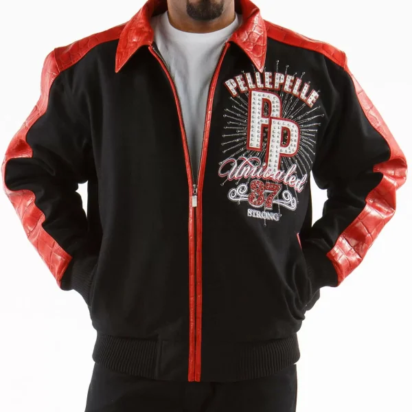 Pelle Pelle Red Black 37 Years Strong Avant Garde Jacket, pellepelle.us