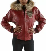 Pelle Pelle Red MB Emblem Hooded Studded Jacket