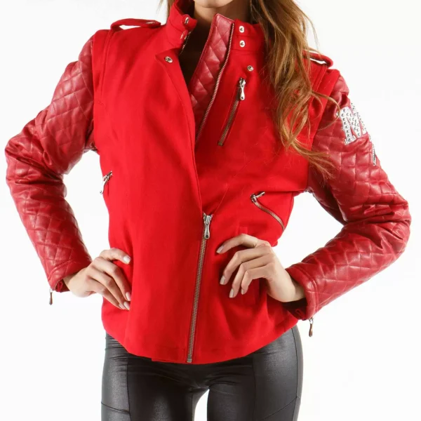 Pelle Pelle Red MC Studded Varsity Jacket