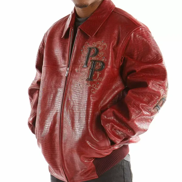 Pelle Pelle Red Shoulder Crest Leather Jacket, pellepelle.us