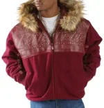 Pelle Pelle Red Supreme Club Hood Wool Leather Jacket, pellepelle.us