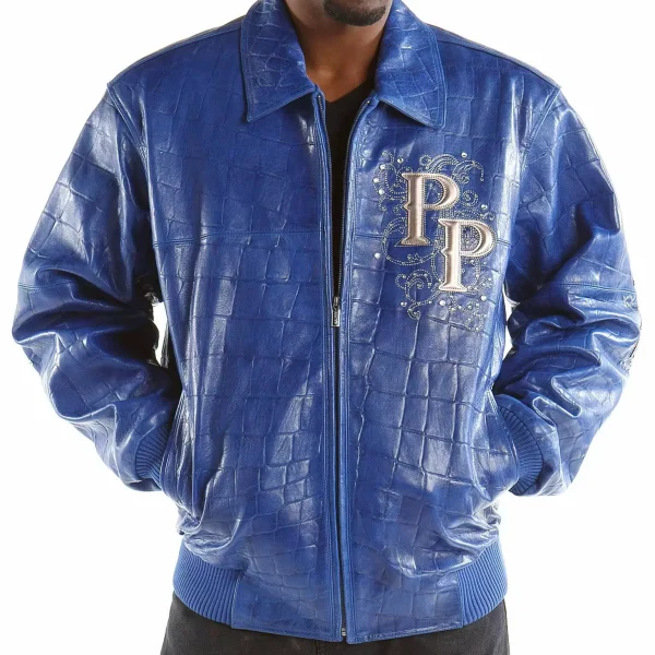 Pelle Pelle Shoulder Crest Blue Leather Jacket, pellepelle.us