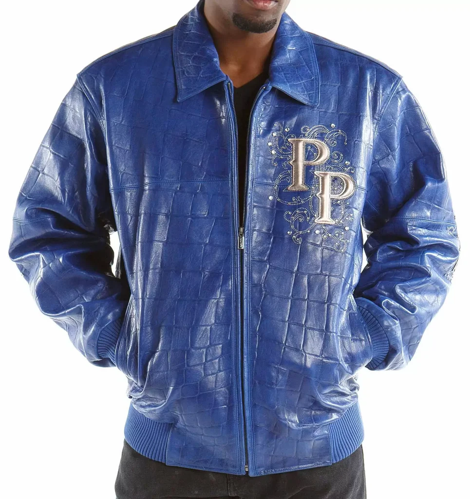 Pelle Pelle Shoulder Crest Blue Leather Jacket, pellepelle.us