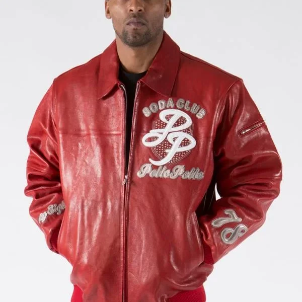 Pelle Pelle Soda Club Sportster Red Leather Jacket,Pelle Pelle, PellePelle.com