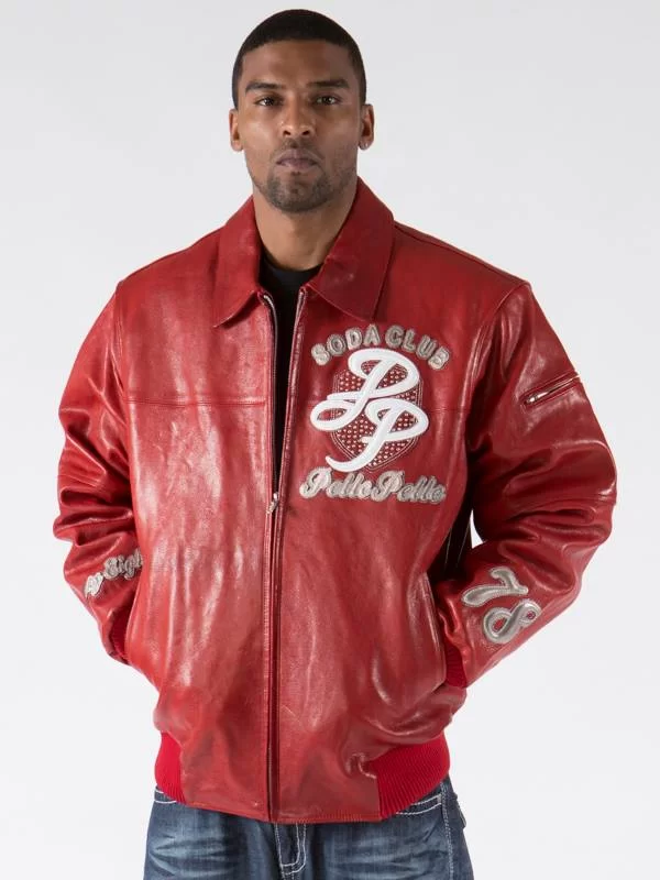 Pelle Pelle Soda Club Sportster Red Leather Jacket,Pelle Pelle, PellePelle.com