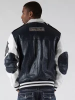 Pelle Pelle Varsity Biker Navy Plush Jacket,Pelle Pelle, PellePelle.com