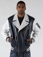 Pelle Pelle Varsity Biker Navy Plush Jacket, Pelle Pelle, PellePelle.com