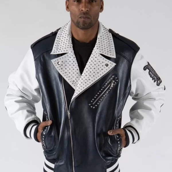 Pelle Pelle Varsity Biker Navy Plush Jacket, Pelle Pelle, PellePelle.com