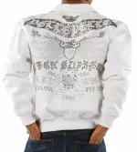 Pelle Pelle White All For One Studded Wool Jacket , pelle pelle.us