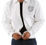 Pelle Pelle White All For One Studded Wool Jacket , pelle pelle.us