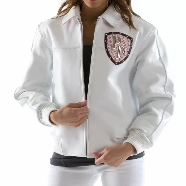 Pelle Pelle White Encrusted Studded Leather Jacket, PELLEPELLE.US