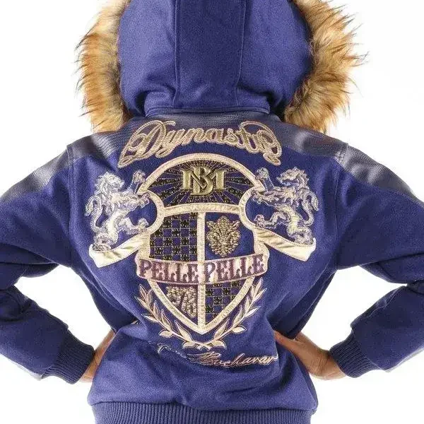 Pelle Pelle Womens Dynasty Blue Hooded Jacket, PELLEPELLE.US