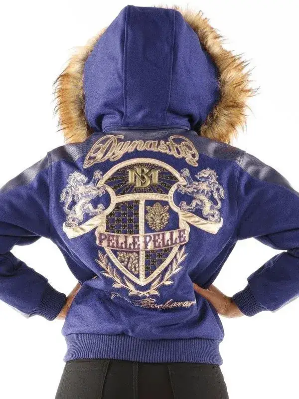 Pelle Pelle Womens Dynasty Blue Hooded Jacket, PELLEPELLE.US